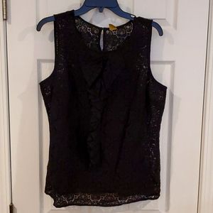 NWOT Worthington LT Black Lace Ruffle Top